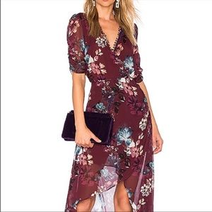 NICHOLAS Burgundy Floral Wrap Dress NWT